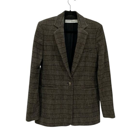 IRO Houli Plaid Tweed Blazer Jacket Brown FR 36 US 4 Oversized Wool Check - Picture 4 of 13